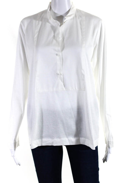 Evelyne De Clercq Womens Half Button Down Shirt White Cotton Size Small