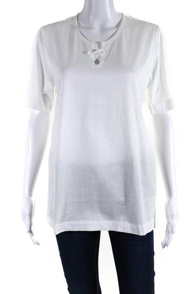 Evelyne De Clercq Womens Short Sleeves Tee Shirt White Cotton Size Small