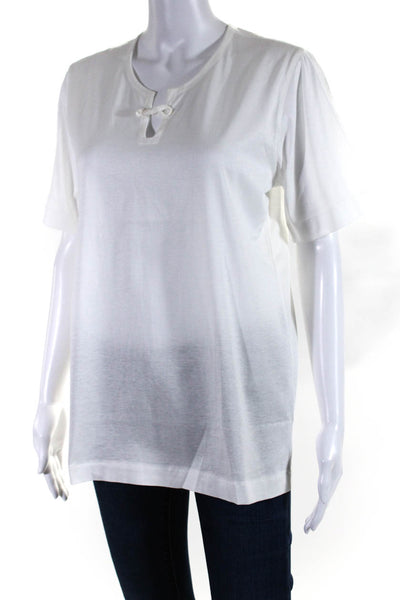 Evelyne De Clercq Womens Short Sleeves Tee Shirt White Cotton Size Small