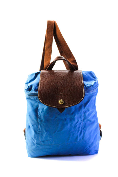 Longchamp Top Zip Around Les Pliages Sac A Dos Two Strap Satchel Backpack Blue