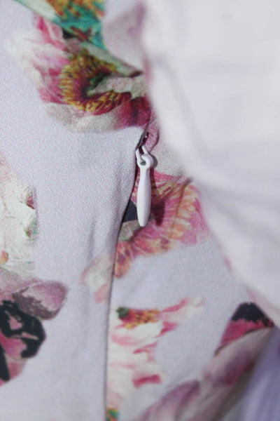 IRO Womens Floral Long Sleeve Ruffle Trim V Neck A Line Maxi Dress Pink Size 36