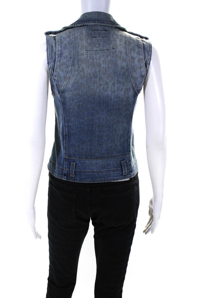 Current/Elliott Womens The Sleeveless Moto Denim Vest Jacket Blue Size 1