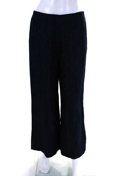 Lafayette 148 New York Womens Blue High Rise Cotton Wide Leg Pants Size 4