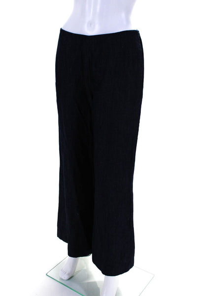 Lafayette 148 New York Womens Blue High Rise Cotton Wide Leg Pants Size 4