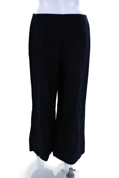 Lafayette 148 New York Womens Blue High Rise Cotton Wide Leg Pants Size 4