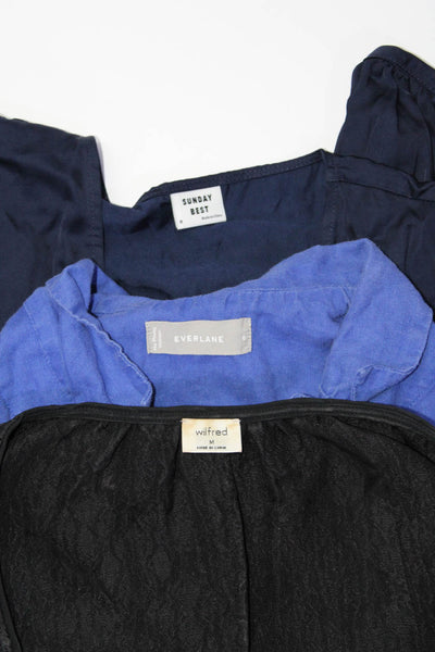 Everlane Wilfred Sunday Best Womens Buttoned Blouse Tops Navy Size  6 8 M Lot 3