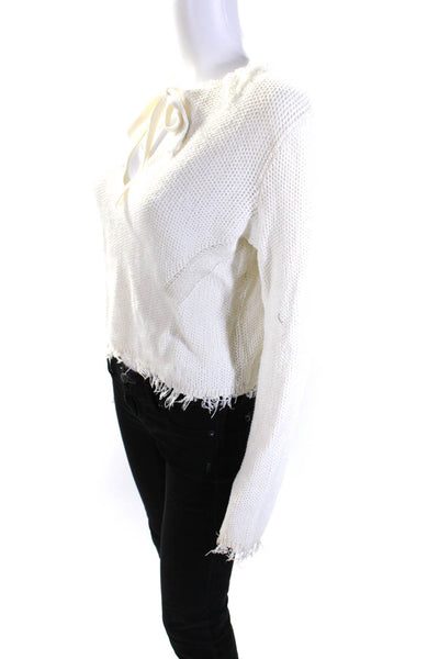 Proenza Schouler White Label Womens Knitted Fringe Tied Sweater Top White Size M