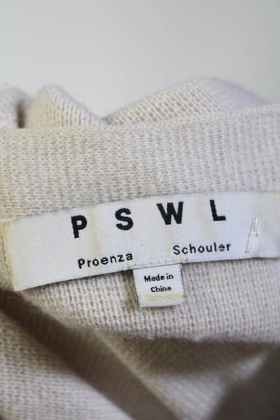 Proenza Schouler White Label Womens Wool Buttoned V-Neck Cardigan Beige Size L