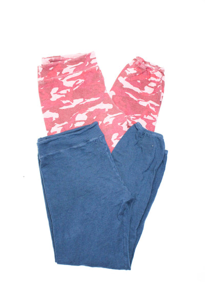 Monrow Womens Sweatpants Red Blue Cotton Size Medium Large Lot 2