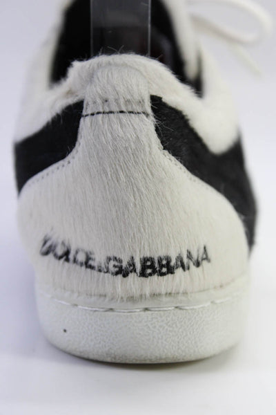 Dolce & Gabbana Womens Black/White Cow Hair Low Top Sneakers Shoes Size 3