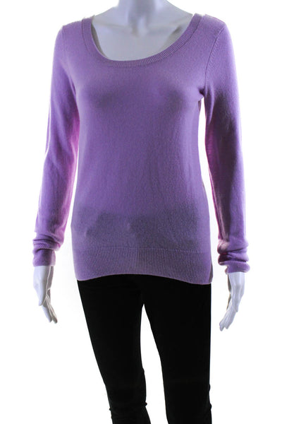 Vince Womens Cashmere Round Neck Long Sleeve Pullover Sweater Purple Size S