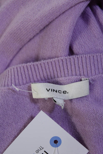 Vince Womens Cashmere Round Neck Long Sleeve Pullover Sweater Purple Size S