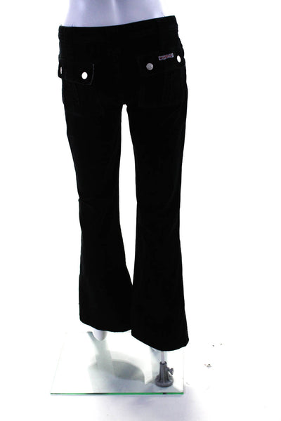 Hudson Womens Cotton Velvet Buttoned Straight Leg Dress Pants Black Size EUR28