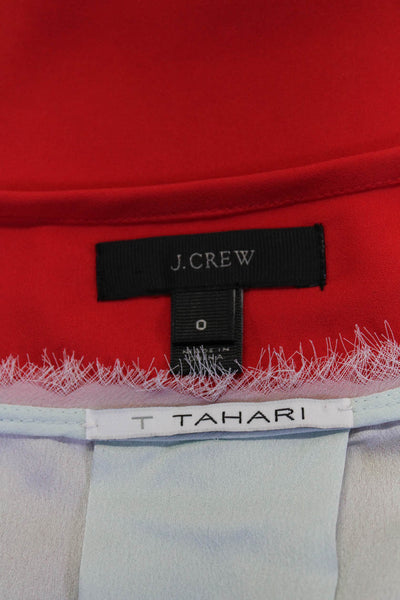 T Tahari J Crew Womens Colorblock Fringed Sleeveless Tops Red Size S 0 Lot 2