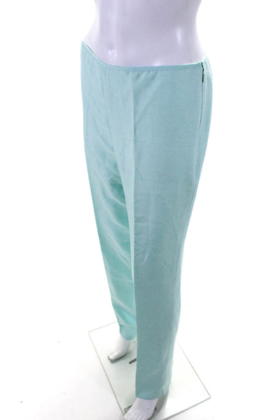 J. Mclaughlin Womens Silk Flat Front Zipped Straight Leg Dress Pants Blue Size 2