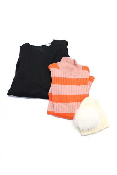 Molo Women's Mock Neck Long Sleeves Ribbed Stripe Blouse Orange Size S Lot 3