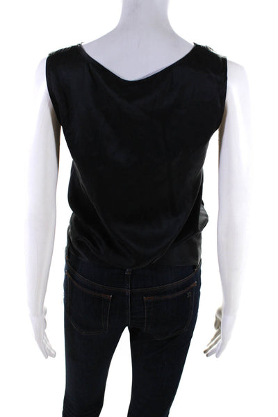 Amanda Uprichard Women's Round Neck Sleeveless Tie Waist Blouse Black Size S