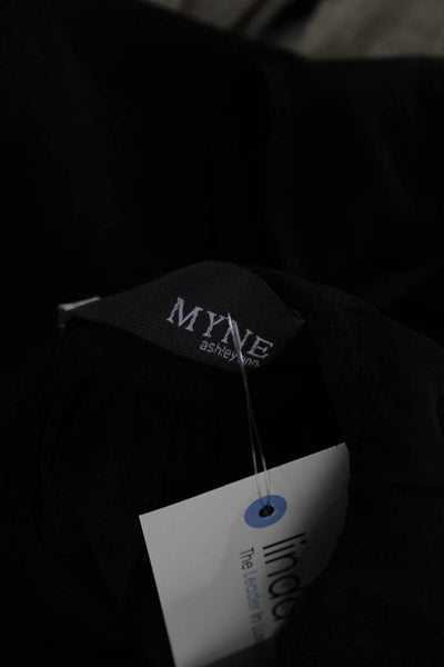 Myne Women's V-Neck Short Sleeves Cut-Out Button Up Mini Dress Black Size 2