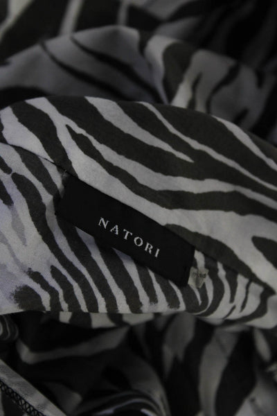 Natori Womens Cotton Animal Print Buttoned Collared Top Pants Set White Size S
