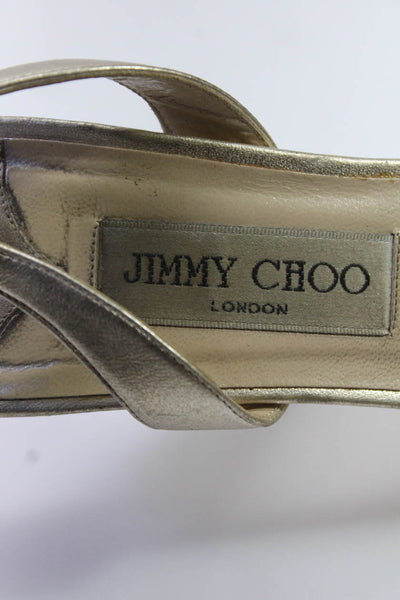 Jimmy Choo Womens Metallic Ankle Buckle Strappy Stiletto Heels Gold Size EUR39.5