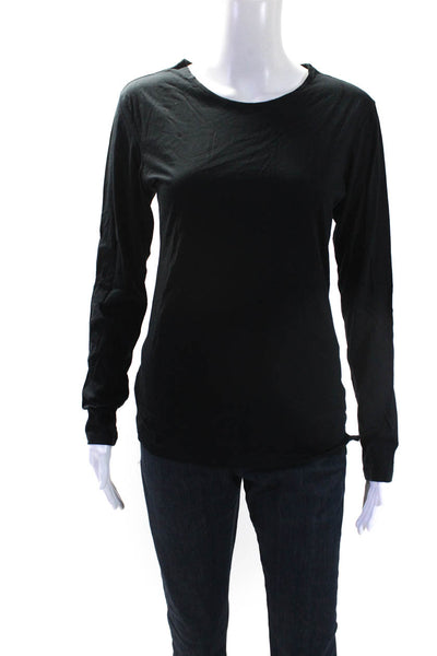 Yohji Yamamoto Womens Black Cotton Crew Neck Long Sleeve Basic Top Size M