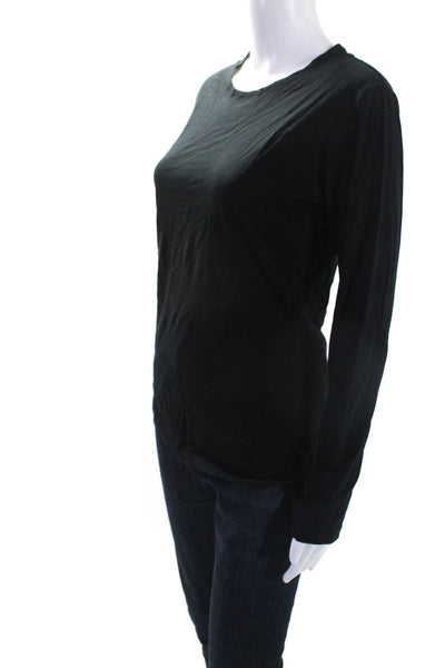 Yohji Yamamoto Womens Black Cotton Crew Neck Long Sleeve Basic Top Size M