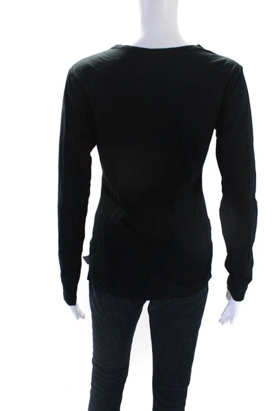 Yohji Yamamoto Womens Black Cotton Crew Neck Long Sleeve Basic Top Size M