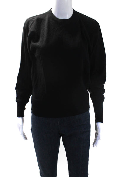 Hermes Womens Black Cashmere Crew Neck Long Sleeve Pullover Sweater Top Size M