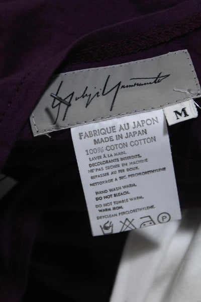 Yohji Yamamoto Womens Maroon Crew Neck Long Sleeve Cotton Knit Top Size M