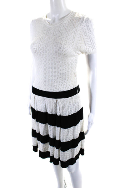 RED Valentino Womens Striped Sweater Dress White Black Cotton Size Small