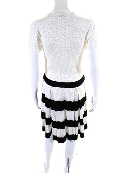 RED Valentino Womens Striped Sweater Dress White Black Cotton Size Small