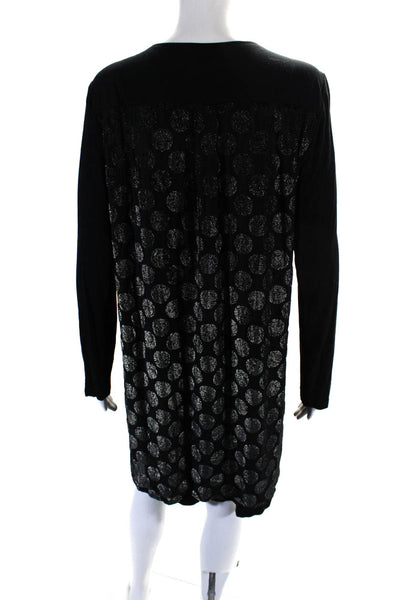 Finley Womens Polka Dot Long Sleeves Shirt Dress Black Size Medium