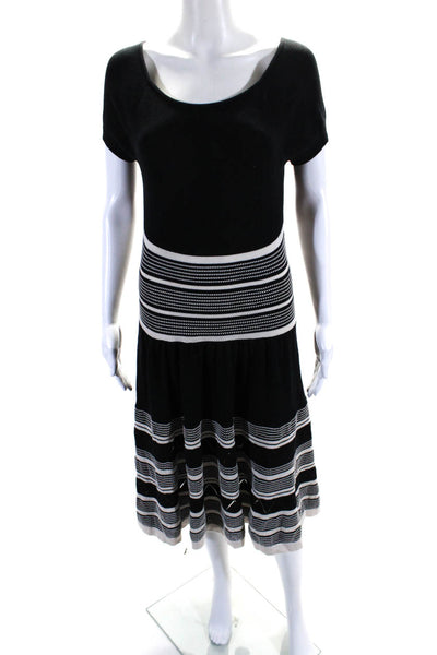 Kate Spade New York Womens Striped Sweater Dress Black White Size Medium