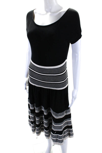 Kate Spade New York Womens Striped Sweater Dress Black White Size Medium