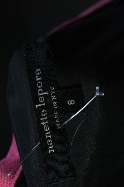 Nanette Lepore Womens Lace Detail Sleeveless Sheath Dress Pink Black Size 8