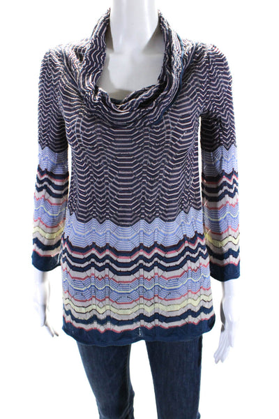 M Missoni Womens Striped Turtleneck Sweater Multi Colored Wool Size 4