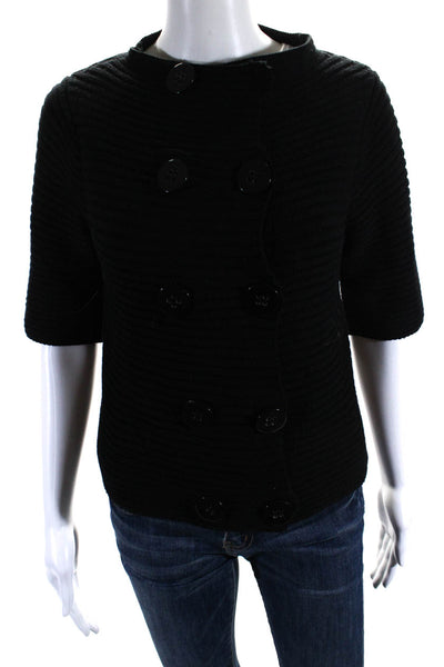 Jamison Womens Double Breasted Cardigan Sweater Black Cotton Size Small