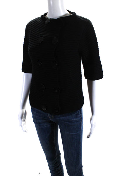 Jamison Womens Double Breasted Cardigan Sweater Black Cotton Size Small