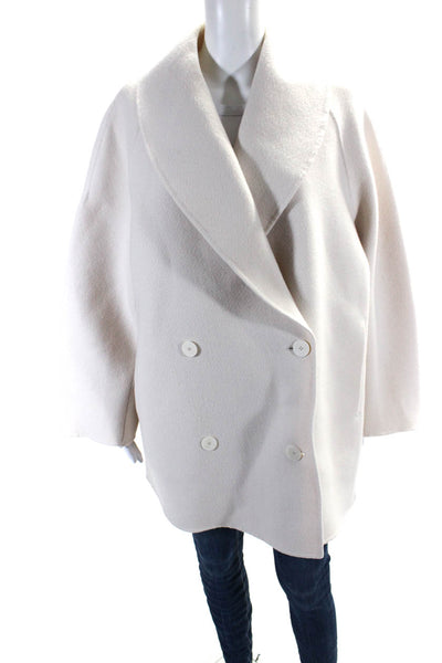 The Row Womens Double Breasted Collared Oversized Coat White Wool Size Medium