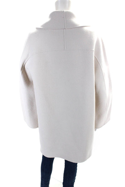 The Row Womens Double Breasted Collared Oversized Coat White Wool Size Medium