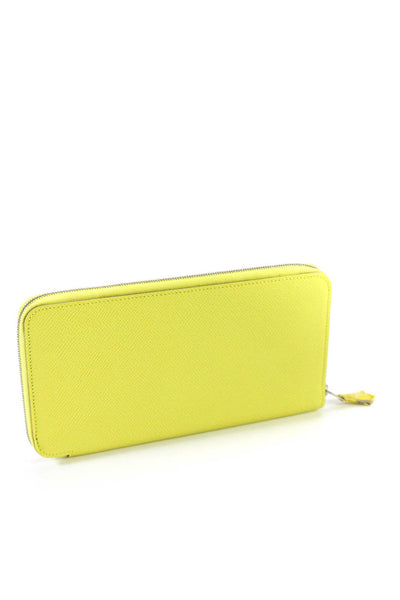 Hermes Womens Zip Around Azap Long Epson Leather Wallet Lychee Yellow