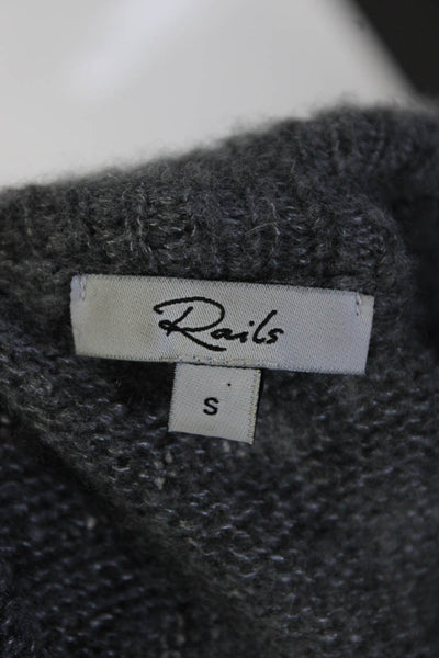Rails Womens Metallic Striped Crew Neck Cashmere Sweater Gray Black Size Small