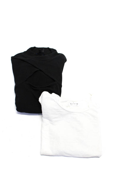 Velvet by Graham & Spencer Paige Womens Ribbed Shirts White Black Medium Lot 2