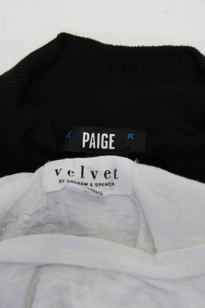 Velvet by Graham & Spencer Paige Womens Ribbed Shirts White Black Medium Lot 2