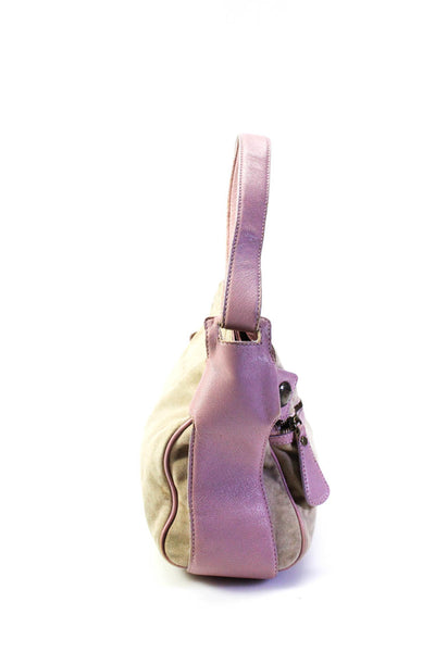 Marc Jacobs Womens Beige Pink Suede Leather Shoulder Bag Handbag
