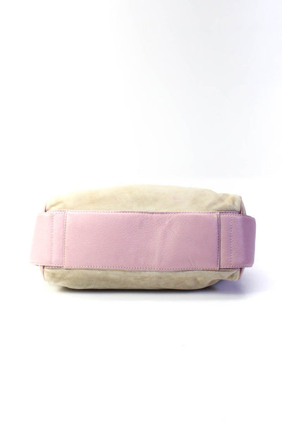 Marc Jacobs Womens Beige Pink Suede Leather Shoulder Bag Handbag