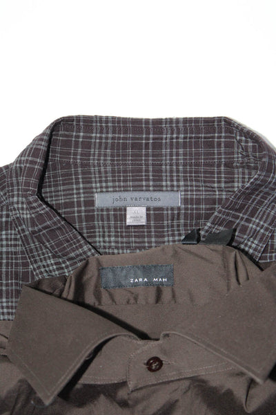 John Varvatos Zara Man Mens Button Down Shirts Brown Size Extra Large Lot 2