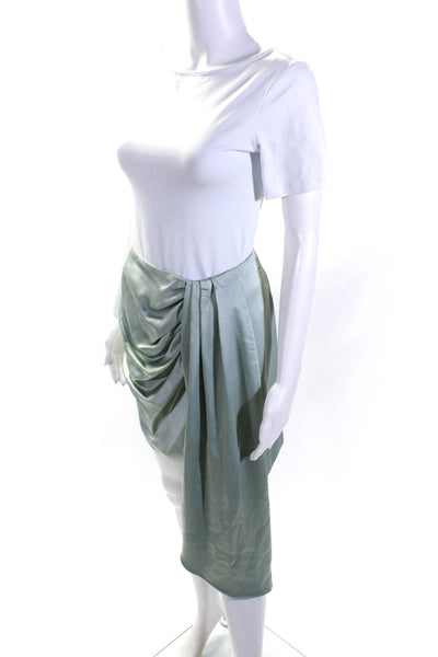 Jonathan Simkhai Womens Satin Ruched Pleated Sash Mini Skirt Mint Green Size 2