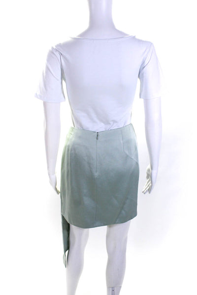 Jonathan Simkhai Womens Satin Ruched Pleated Sash Mini Skirt Mint Green Size 2