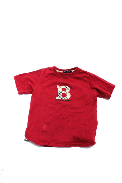 Burberry London Blue Label Childrens Boys Tee Shirt Red Cotton Size 10